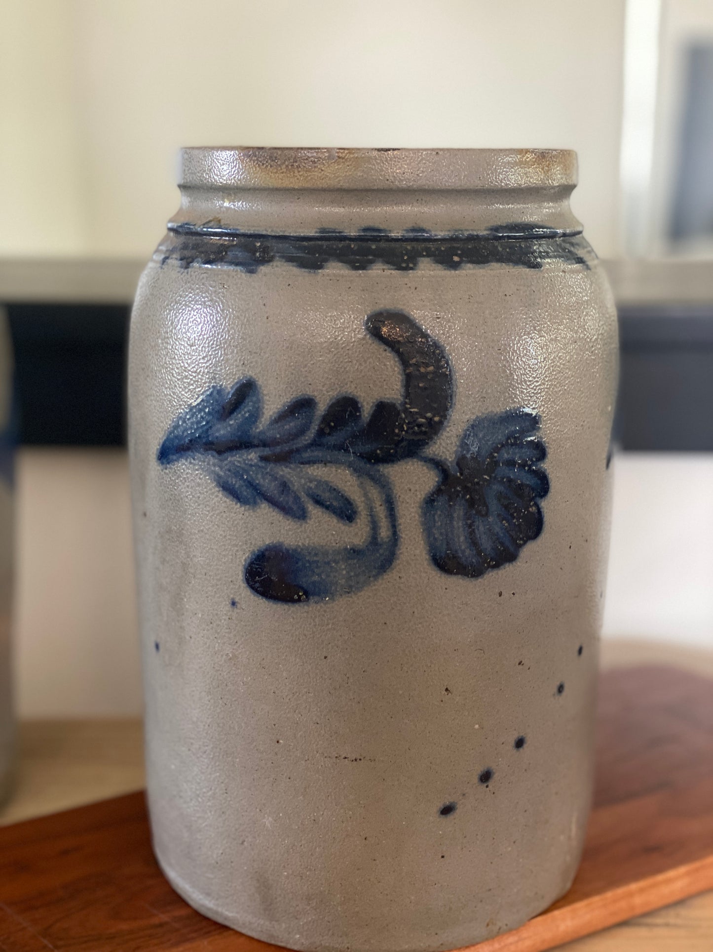 Remmey Blue and Cream Crock, c. 1860’s