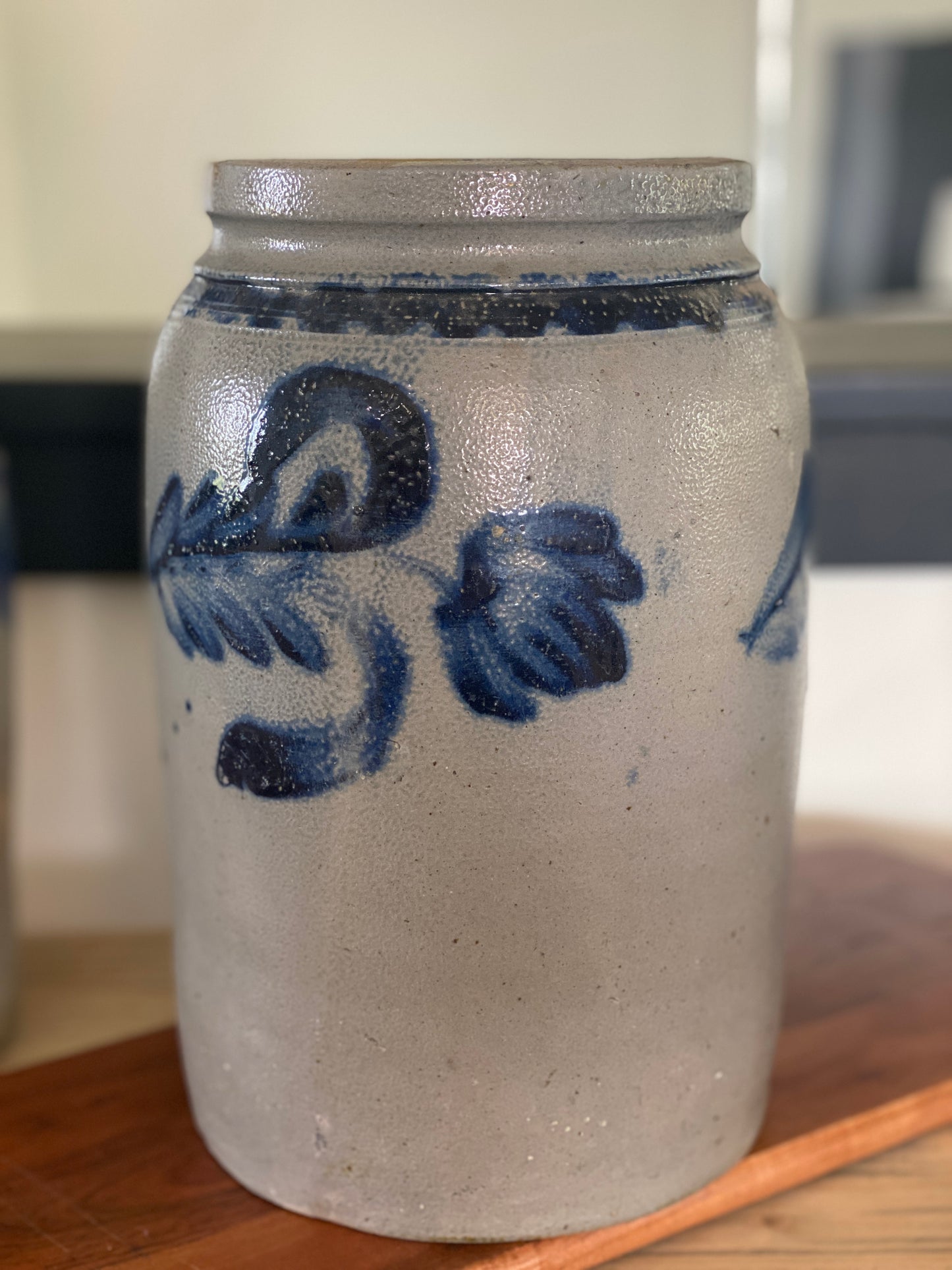 Remmey Blue and Cream Crock, c. 1860’s